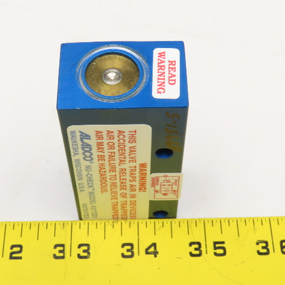 Aladco 311201 Nu-Check Pneumatic N/C Check Valve Manual Override 1/8"NPT