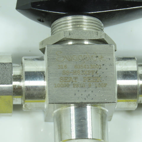 Swagelok SS-H83XPF4 3-Piece High Pressure 3-Way Ball Valve 10,000PSIG 1/4" FNPT