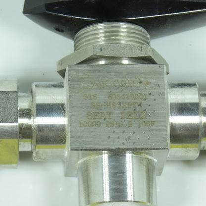 Swagelok SS-H83XPF4 3-Piece High Pressure 3-Way Ball Valve 10,000PSIG 1/4" FNPT