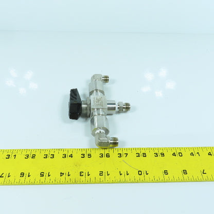 Swagelok SS-H83XPF4 3-Piece High Pressure 3-Way Ball Valve 10,000PSIG 1/4" FNPT