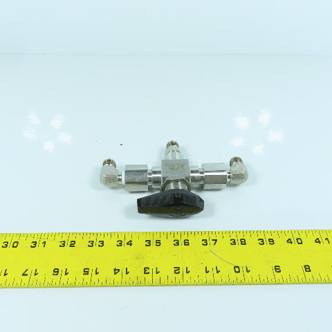 Swagelok SS-H83XPF4 3-Piece High Pressure 3-Way Ball Valve 10,000PSIG 1/4" FNPT