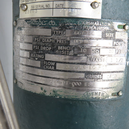 Fisher 667-EC 3" Flange Mount Stainless Steel Globe Valve 50VDC 150PSI Actuator