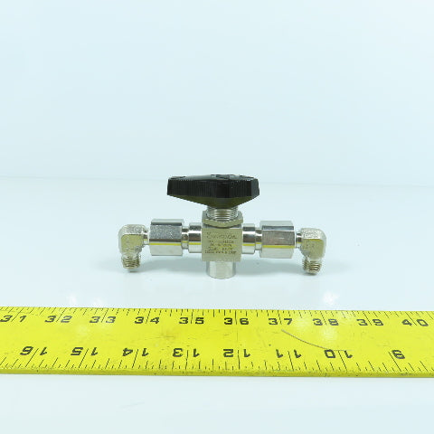 Swagelok SS-H83XPF4 3-Piece High Pressure 3-Way Ball Valve 10,000PSIG 1/4" FNPT