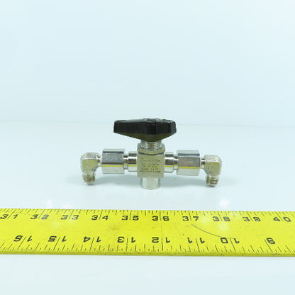 Swagelok SS-H83XPF4 3-Piece High Pressure 3-Way Ball Valve 10,000PSIG 1/4" FNPT