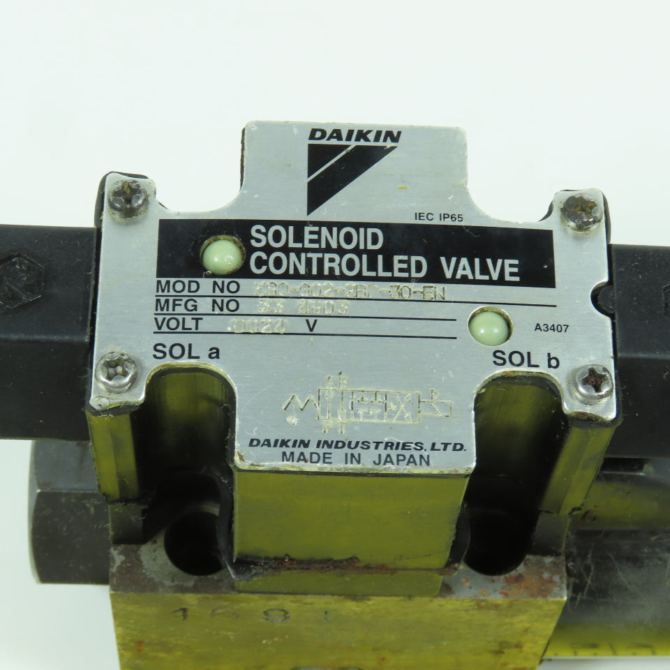 Daikin KS0-G02-2BP-30-EN 3/4 Way Hydraulic Solenoid Control Valve 24V DC