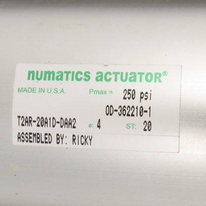 Numatics T2AR-20A1D-DAA2 4" Bore 20" Stroke Trunnion Air Cylinder Actuator
