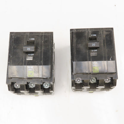 Square D DW-8595 20A HACR Q0B Circuit Breaker 3 Pole 240V Lot Of 2