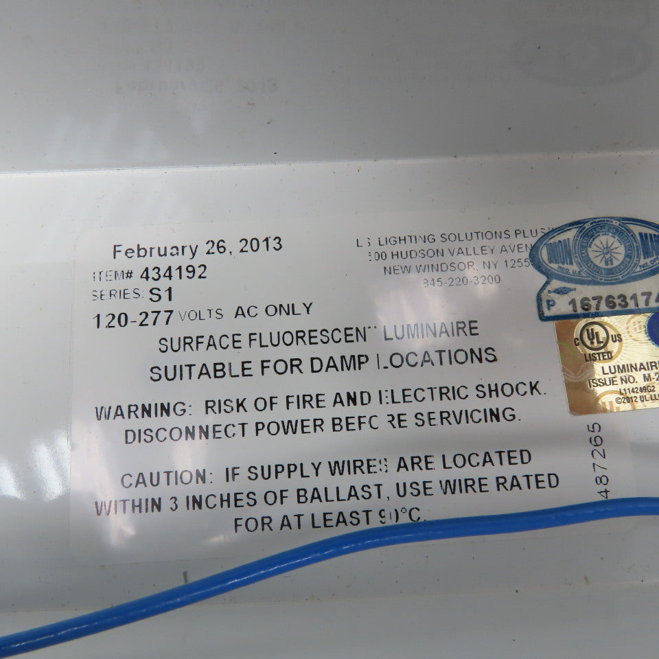 LSI 434192 48" Single Bulb Fluorescent Light Fixture 120/277V