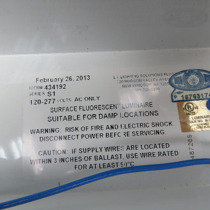 LSI 434192 48" Single Bulb Fluorescent Light Fixture 120/277V