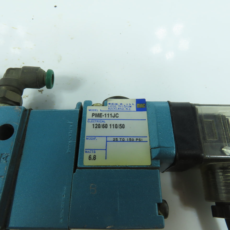 Mac 821C-PM-111JC-152 4/2 Way Double Solenoid Pneumatic Valve 150PSI 120V