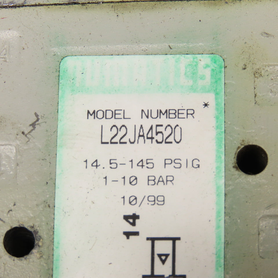 Numatics L22JA4520 2 Position Single Air Pilot Directional Valve 1/4" NPT