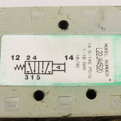 Numatics L22JA4520 2 Position Single Air Pilot Directional Valve 1/4" NPT