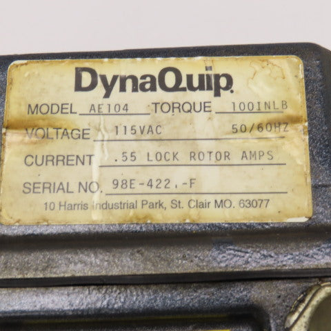 DynaQuip AE104 1" Ball Valve 115VAC Mechanical Actuator