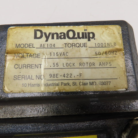 DynaQuip AE104 1" Ball Valve 115VAC Mechanical Actuator