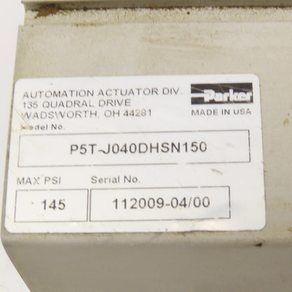 Parker P5T-J040DHSN150 6" Stroke Guided Cylinder Actuator