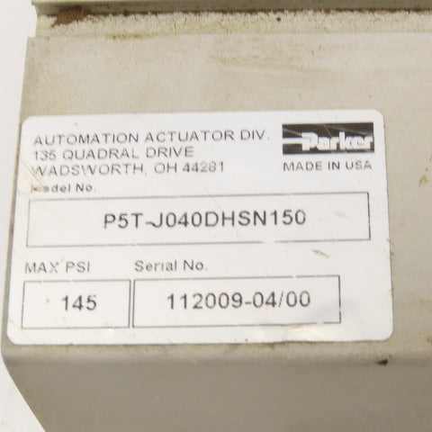 Parker P5T-J040DHSN150 6" Stroke Guided Cylinder Actuator