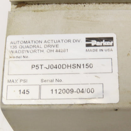 Parker P5T-J040DHSN150 6" Stroke Guided Cylinder Actuator