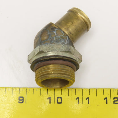 Navistar 3589649C1 M33-2.0 ORB x 1" Hose Barb 45° Elbow Brass Hydraulic Fitting