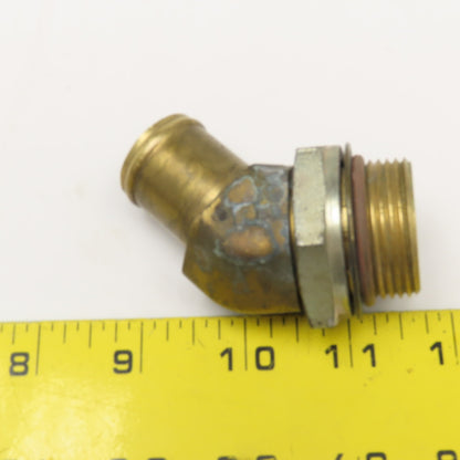 Navistar 3589649C1 M33-2.0 ORB x 1" Hose Barb 45° Elbow Brass Hydraulic Fitting