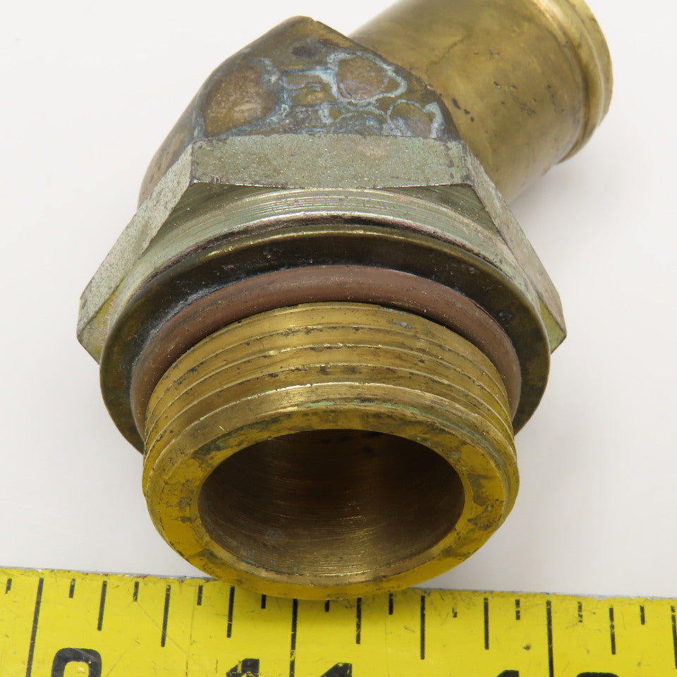 Navistar 3589649C1 M33-2.0 ORB x 1" Hose Barb 45° Elbow Brass Hydraulic Fitting