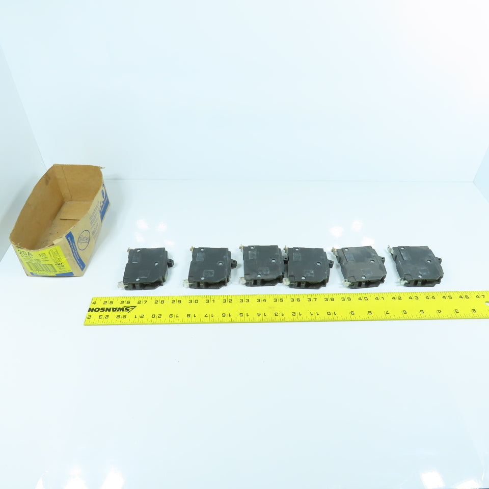 Square D QOB120 Type QOB 20A Plug-On Circuit Breaker 120V Single Pole Lot of 6