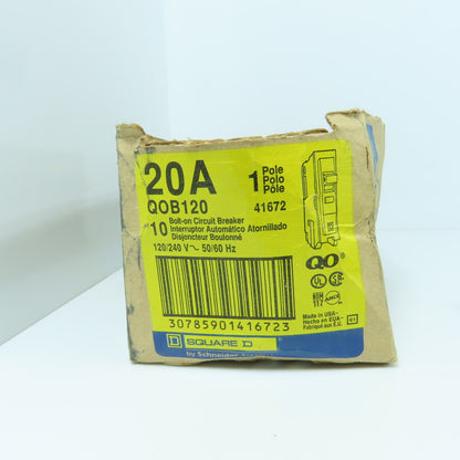 Square D QOB120 Type QOB 20A Plug-On Circuit Breaker 120V Single Pole Lot of 6