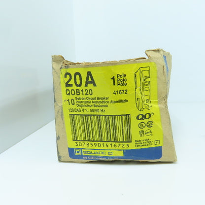 Square D QOB120 Type QOB 20A Plug-On Circuit Breaker 120V Single Pole Lot of 6