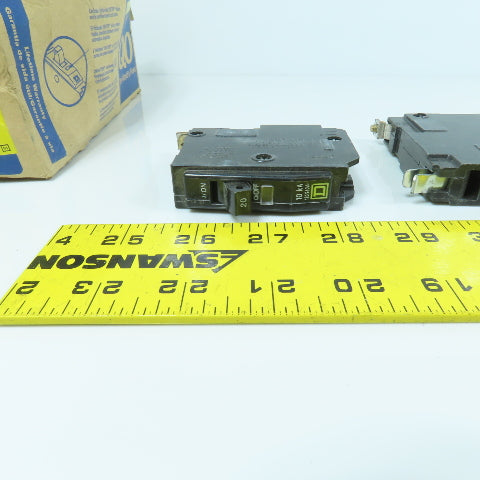 Square D QOB120 Type QOB 20A Plug-On Circuit Breaker 120V Single Pole Lot of 6