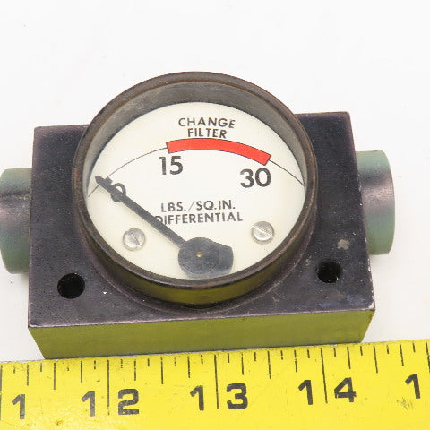 1/8" NPT 0-30 PSI Pressure Differential Filter Change Indicator