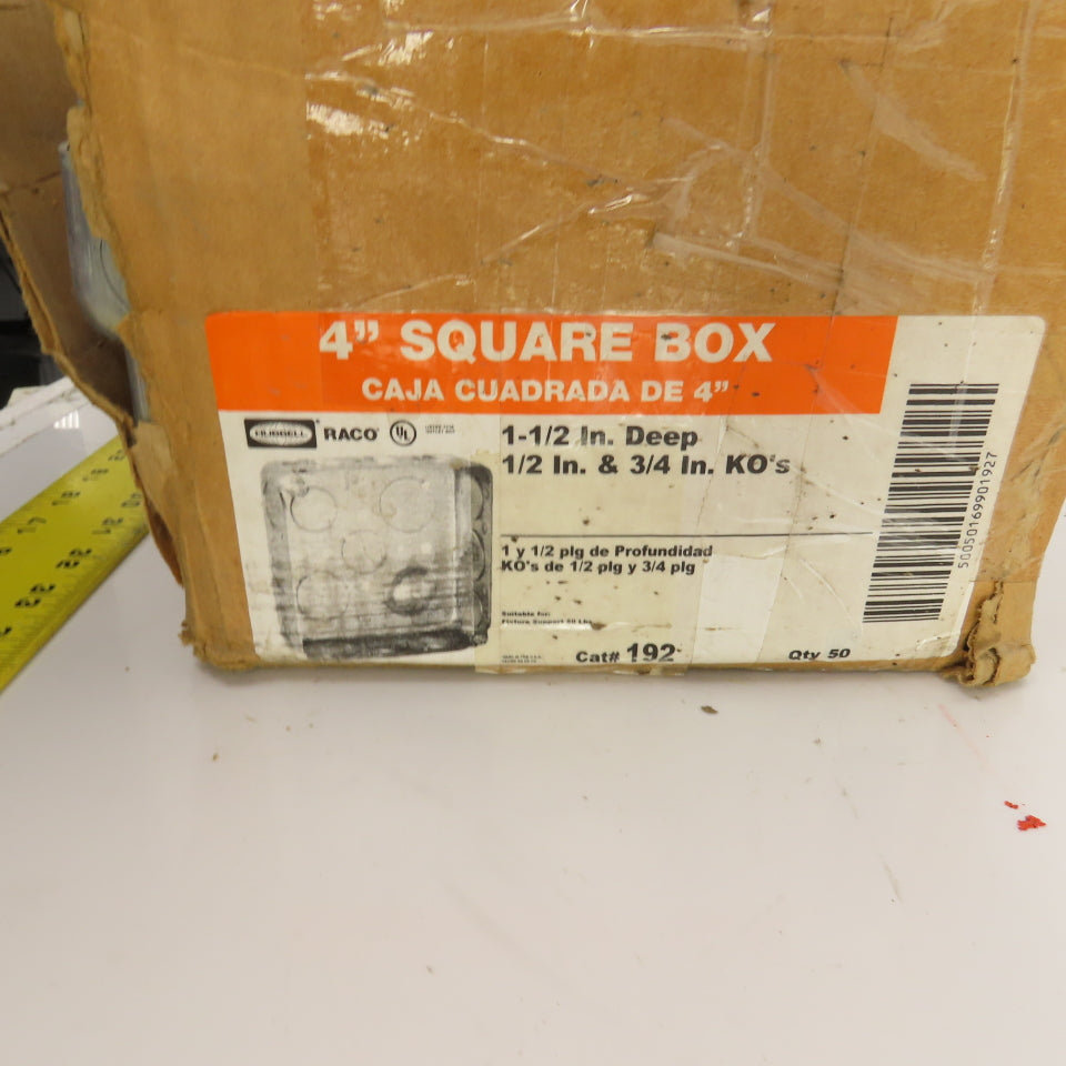Hubbell Raco 4" x 4" x 1-1/2" Deep Electrical Outlet Boxes 1/2&3/4" KO's Lot/47