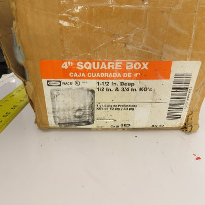Hubbell Raco 4" x 4" x 1-1/2" Deep Electrical Outlet Boxes 1/2&3/4" KO's Lot/47
