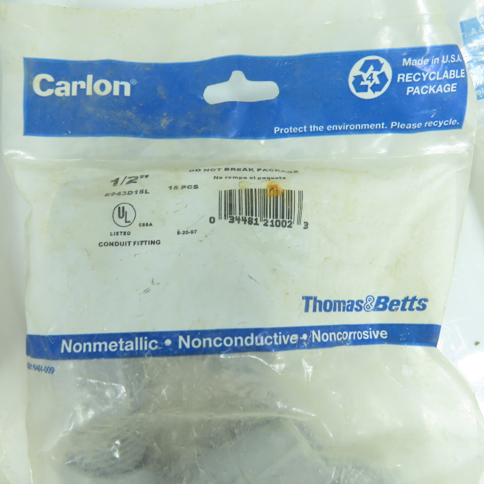 Carlon E943D16L 1/2" Threaded Male PVC SCH40 Box Adapters Lot Of 45