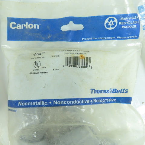 Carlon E943D16L 1/2" Threaded Male PVC SCH40 Box Adapters Lot Of 45