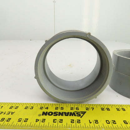 Carlon 4" Threaded Female x Slip PVC Adapter Lot Of 3