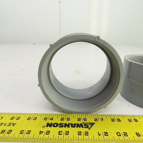 Carlon 4" Threaded Female x Slip PVC Adapter Lot Of 3