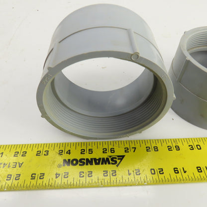 Carlon 4" Threaded Female x Slip PVC Adapter Lot Of 3