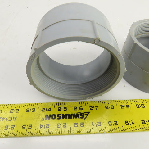 Carlon 4" Threaded Female x Slip PVC Adapter Lot Of 3