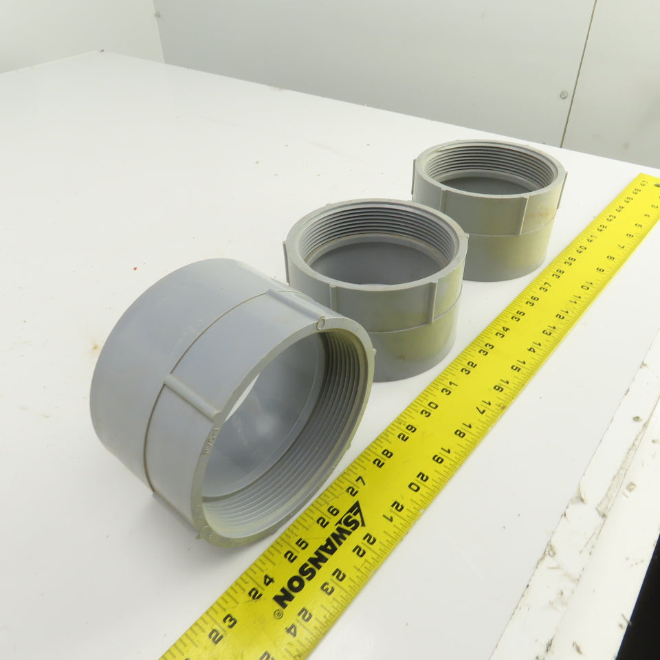 Carlon 4" Threaded Female x Slip PVC Adapter Lot Of 3