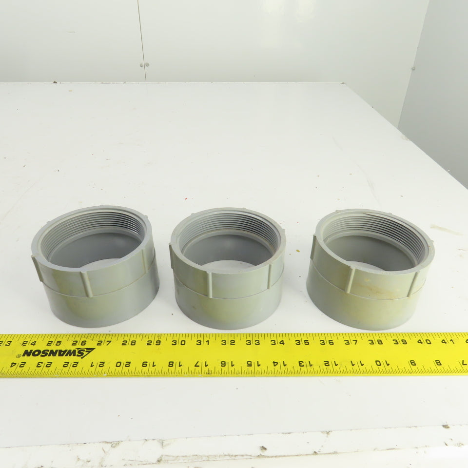 Carlon 4" Threaded Female x Slip PVC Adapter Lot Of 3