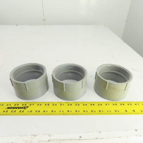 Carlon 4" Threaded Female x Slip PVC Adapter Lot Of 3