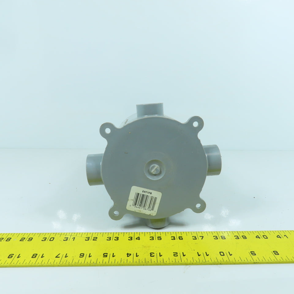 Carlon E971FB 5" PVC Round Floor Box 4-Way 6" Depth 3/4" & 1" Outlets