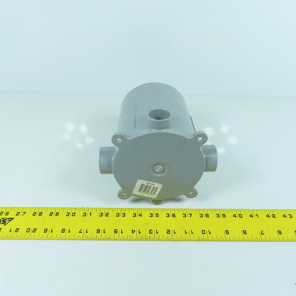 Carlon E971FB 5" PVC Round Floor Box 4-Way 6" Depth 3/4" & 1" Outlets