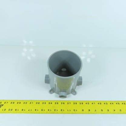 Carlon E971FB 5" PVC Round Floor Box 4-Way 6" Depth 3/4" & 1" Outlets