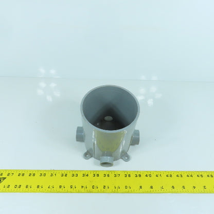 Carlon E971FB 5" PVC Round Floor Box 4-Way 6" Depth 3/4" & 1" Outlets