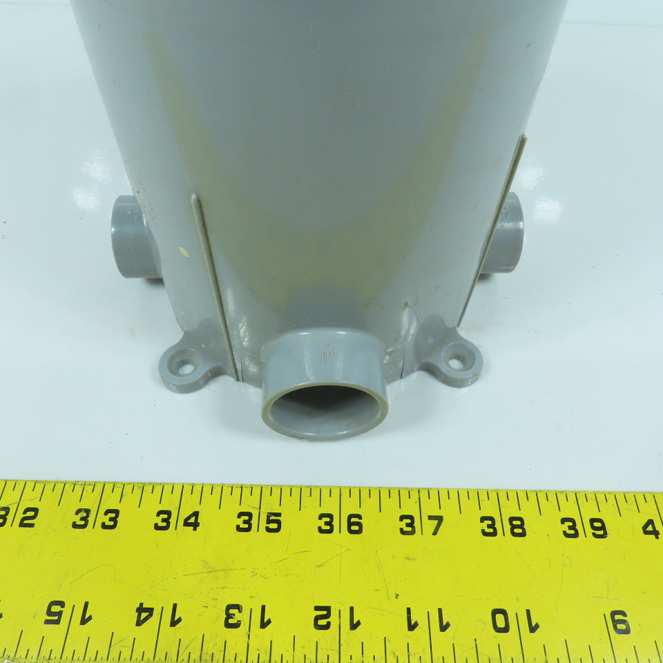 Carlon E971FB 5" PVC Round Floor Box 4-Way 6" Depth 3/4" & 1" Outlets