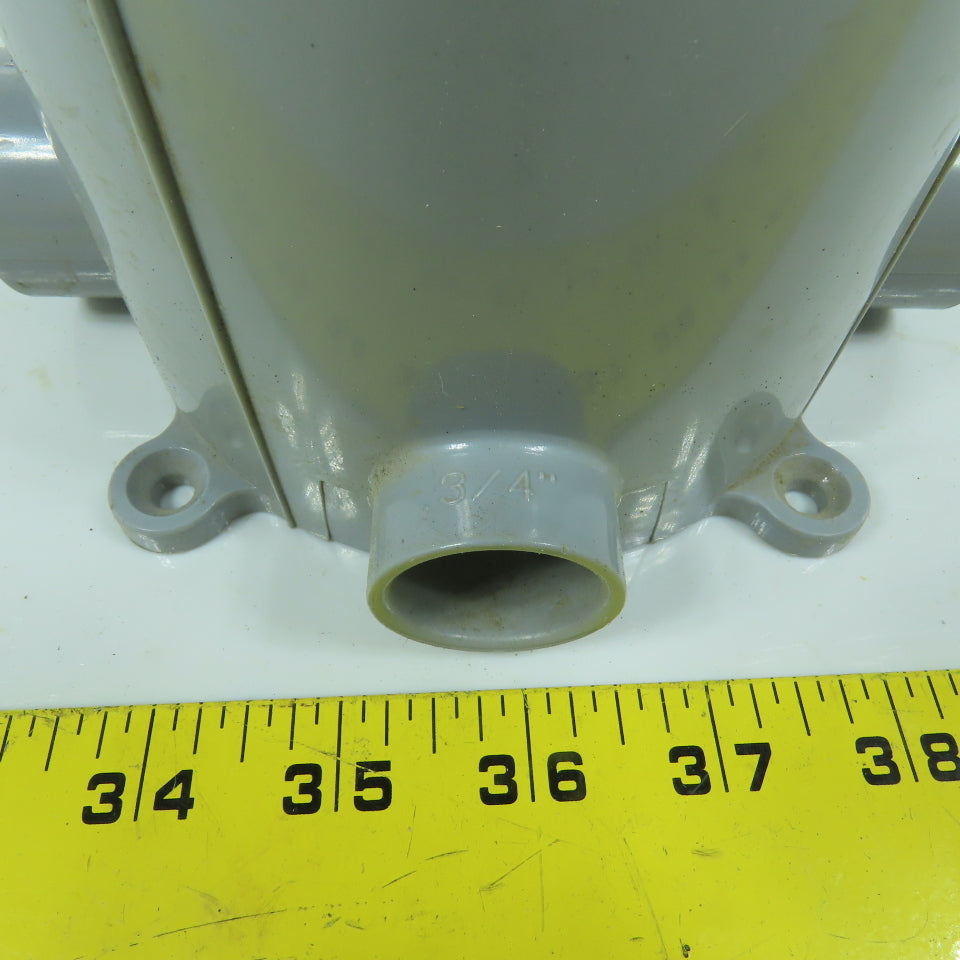 Carlon E971FB 5" PVC Round Floor Box 4-Way 6" Depth 3/4" & 1" Outlets