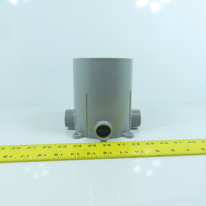 Carlon E971FB 5" PVC Round Floor Box 4-Way 6" Depth 3/4" & 1" Outlets
