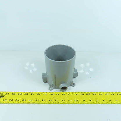 Carlon E971FB 5" PVC Round Floor Box 4-Way 6" Depth 3/4" & 1" Outlets