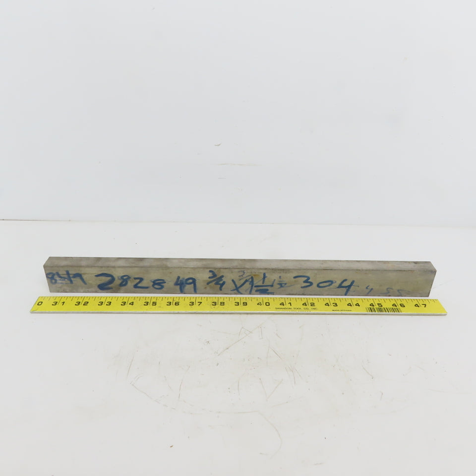 3/4" x 1-1/ 2" Stainless Steel Flat Bar x 17" Long, 304/304L Stainless