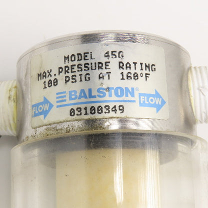 Balston 45G 1/2" NPT Pyrex High Volume Sample Analyzer Filter